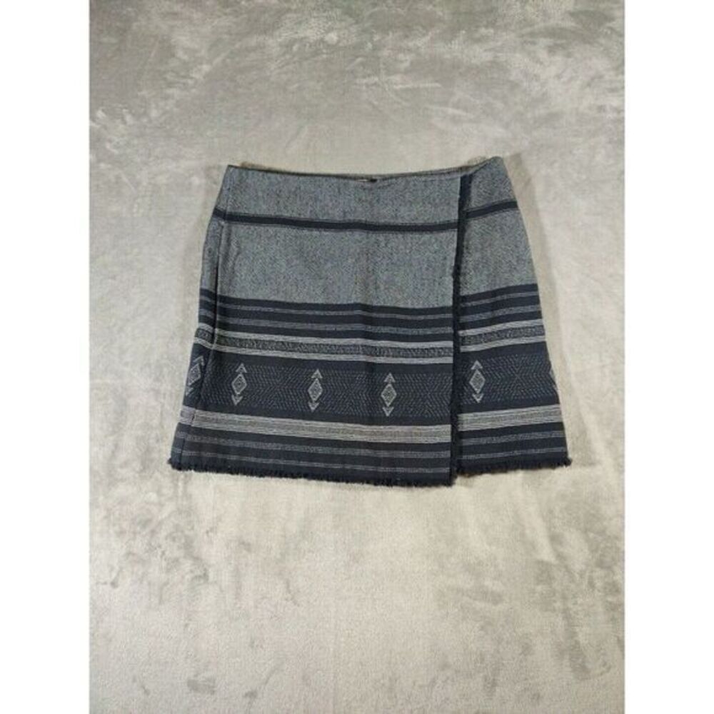 Loft Skirt Womens 14‎ Black/White Blanket Jacquard Wrap Lined Cotton Boho Chic